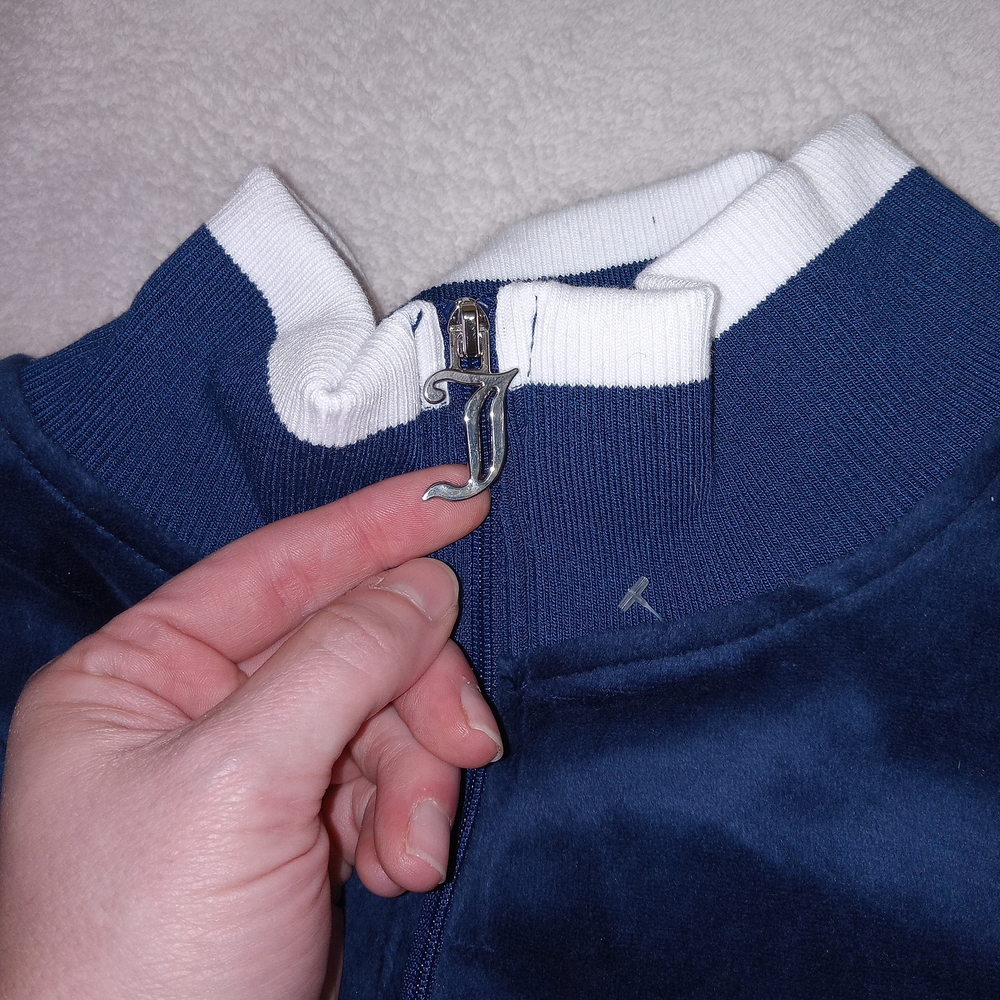 Juicy Couture Velour Full Zip Velvet Track Jacket XXL Navy Blue Y2K(fits Like L) - Picture 4 of 12
